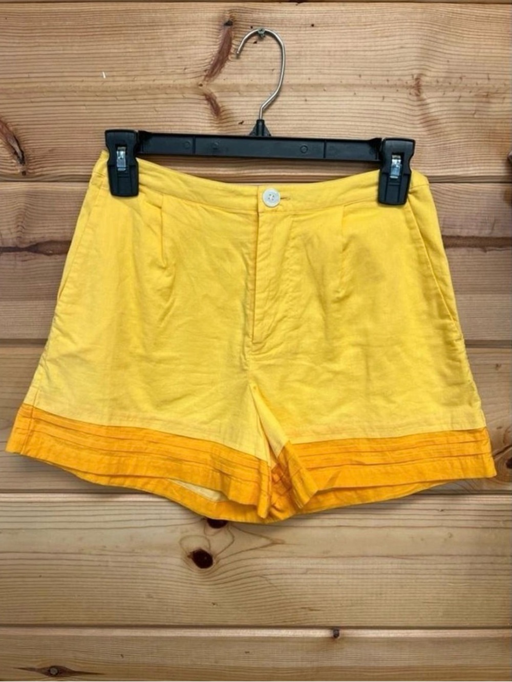 STAUD Yellow Colorblock Shorts